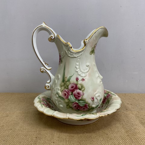 Vintage Style Floral Jug & Basin