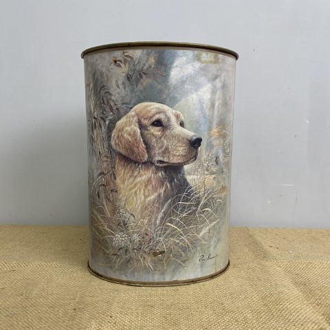 Vintage Style Waste Bin with Dog Motif