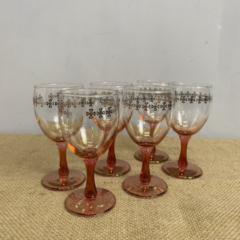 Set of 6 Pink Wine Glasses