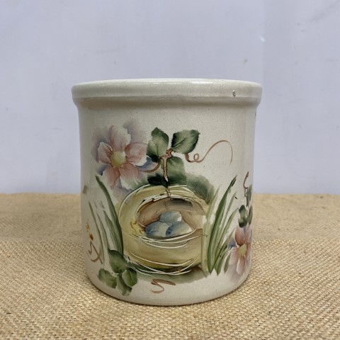 Vintage Hand-Painted Stoneware Jar