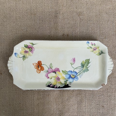 Vintage Honeyglaze Staffordshire Floral Ceramic Tray