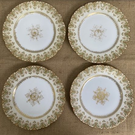 Set of 4 Vintage Limoges Plates with golden design