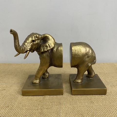 Gold Elephant Bookends