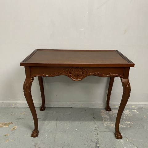 Vintage Timber Side Table with Pull-Out Sides and ball and claw feet/cabriole legs