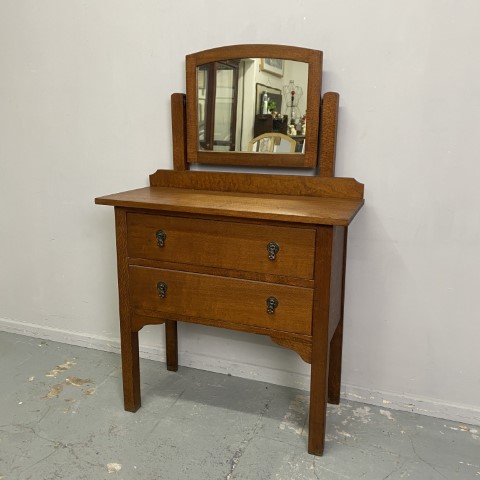 Vintage Silky Oak Dressing Table with 2 drawers