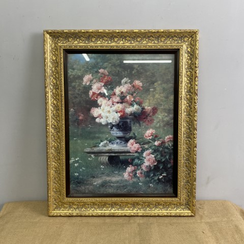 Vintage Print - 'Peonies in a Wild Garden' by Louis Marie Lemaire