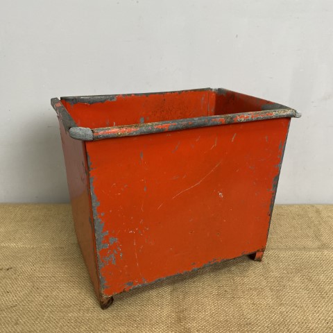 Vintage Industrial Red Painted Metal Storage Box