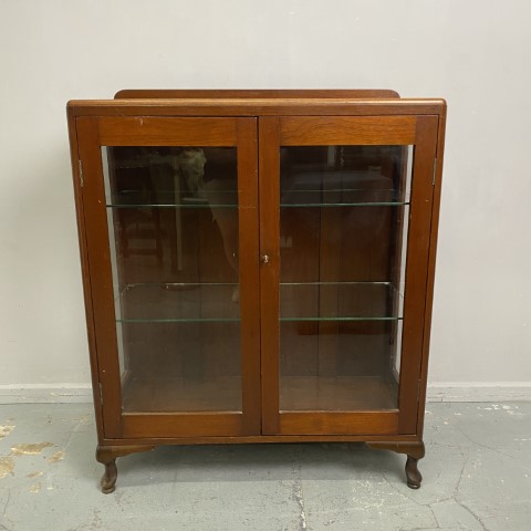 Vintage Cedar Display Cabinet with Queen Anne Legs