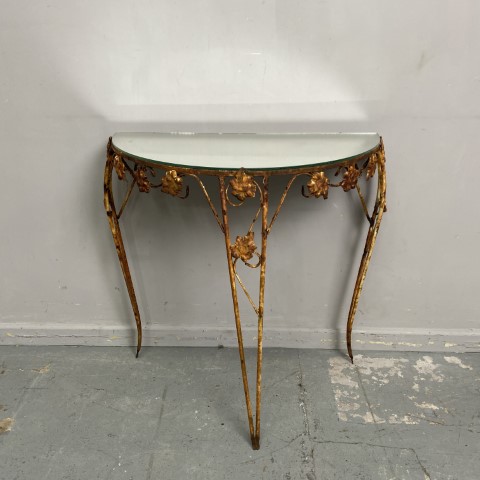 Rustic Mirrored Half Moon Console