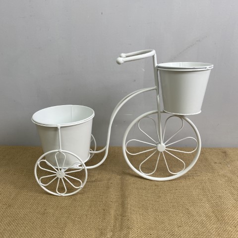 White Metal Tricycle Planter