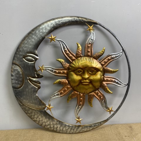 Metal Sun & Moon Wall Art