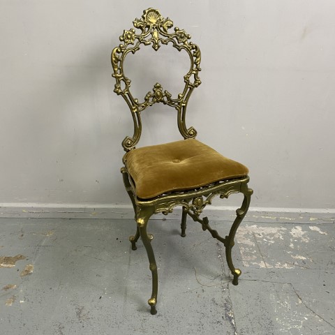 Ornate Metal Golden French Provincial Bedroom Chair with gold velvet cushion