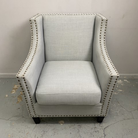 Studded French Blue Armchair