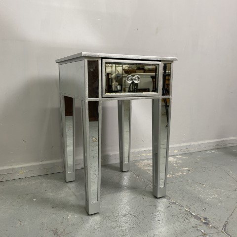 Mirrored Single Drawer Bedside Table