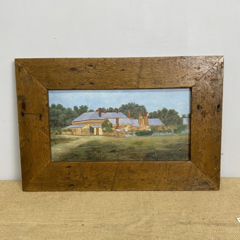 Original House Painting in Beautiful Wide Rustic Timber Frame