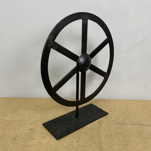 Decorative Black Metal Wheel Sculpture