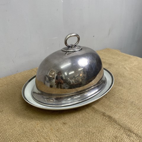 Vintage Dish with Antique Silver Elkington & Co Food Cover