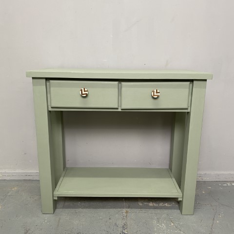 Hand-Painted Coolabah Green 2 Drawer Hall Table