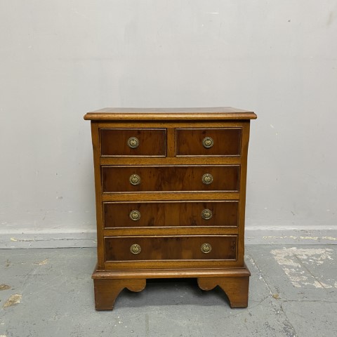 Petite Antique 5 Drawer Bedside Table