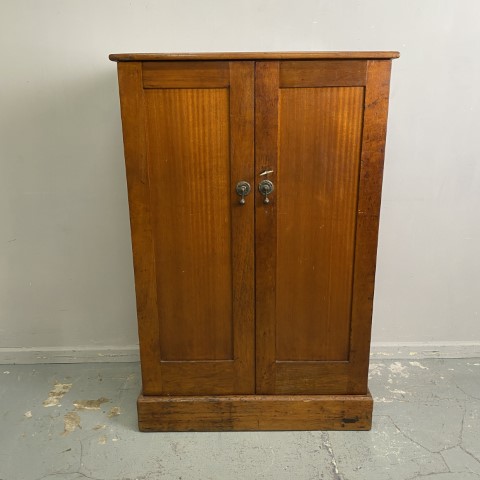 Vintage Satinwood Storage Cabinet with Key