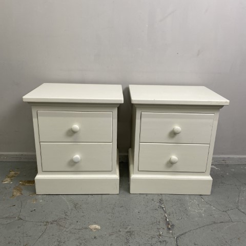 Pair of White Painted 2 Drawer Bedsides