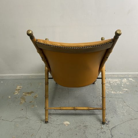 Vintage French Maison Jensen Bamboo Leather Folding Chair