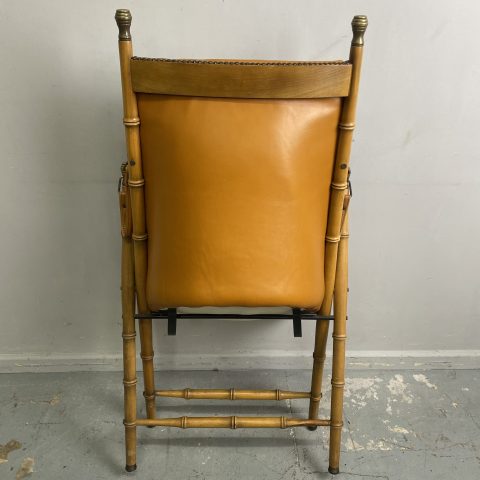 Vintage French Maison Jensen Bamboo Leather Folding Chair