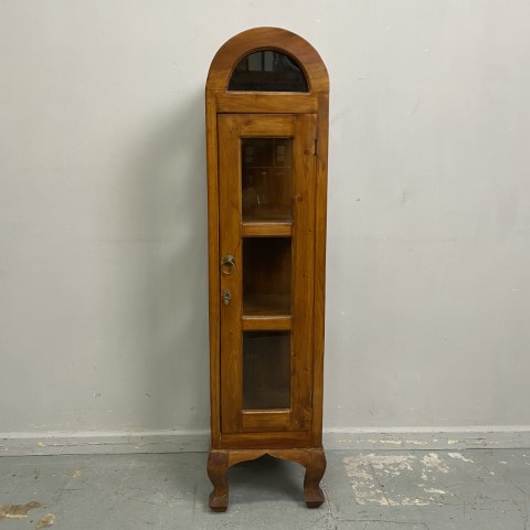 Small Teak Dome Top Display Cabinet