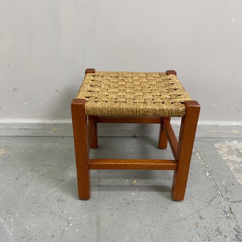 Low Vintage Woven Timber Stool