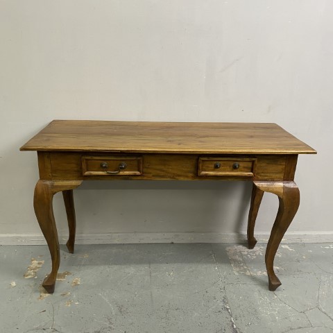 Vintage Timber 2 Drawer Hall Table with cabriole legs