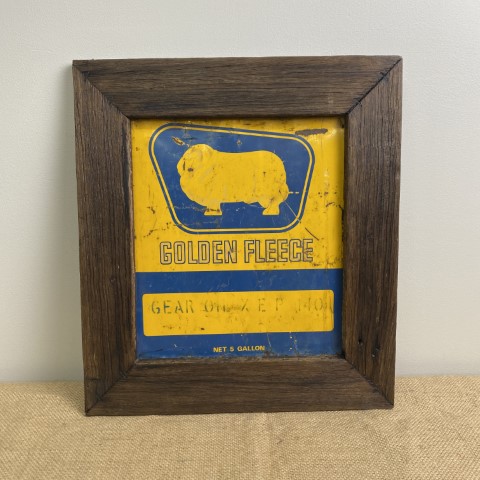 Vintage Golden Fleece Sign in Rustic Timber Frame