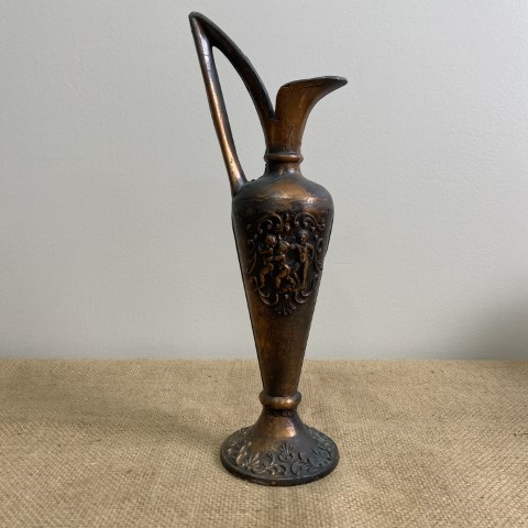 Vintage Forged Metal Cherub Vase