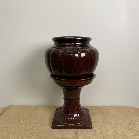 3 Piece Vintage Ceramic Doulton-Ware Planter on Pedestal
