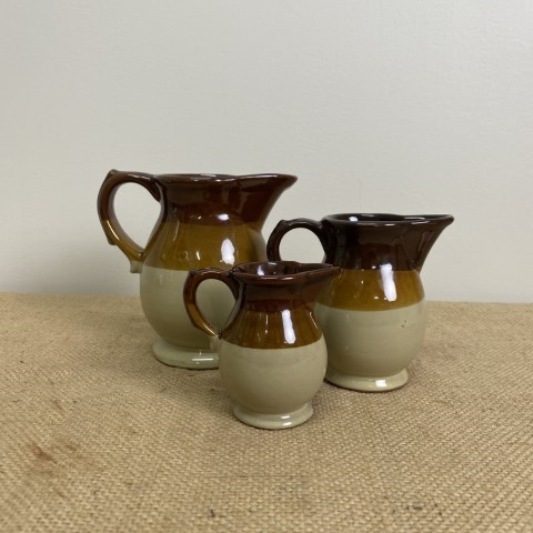 Set Of 3 Vintage Stoneware Jugs