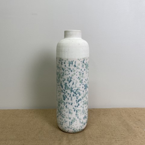 Tall Speckled Blue & Green Ceramic Vase