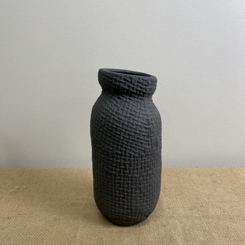 Textured Grey Ceramic Vase