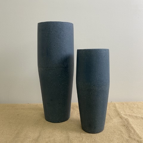 Pair of Textured Blue Vases