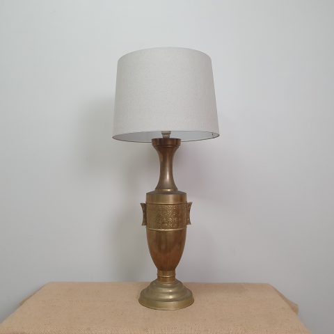 Vintage Brass Lamp with New Linen Shade