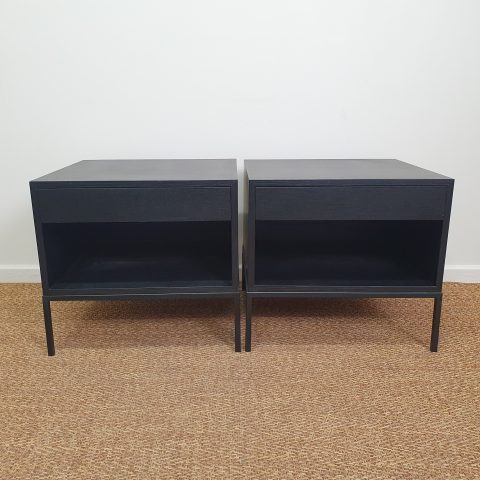 Pair of Modern Matt Black Bedsides with single drawer