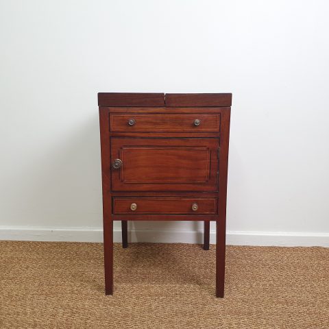 Antique Ship's Washstand with Marquetry & Fold-Out Top