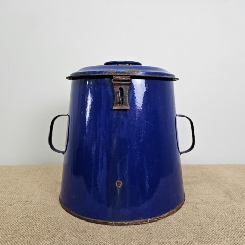 Vintage Blue Enamel Milk Pail