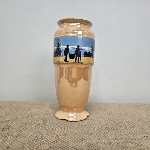 Antique Lancaster & Sons Lustreware Vase With Seaside Fisherman Motif