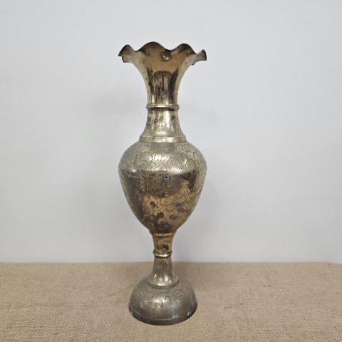 Vintage Etched Brass Vase