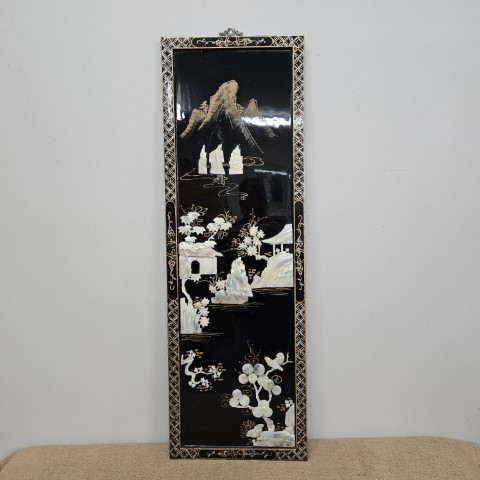 Vintage Mother Of Pearl Lacquer Art Panel