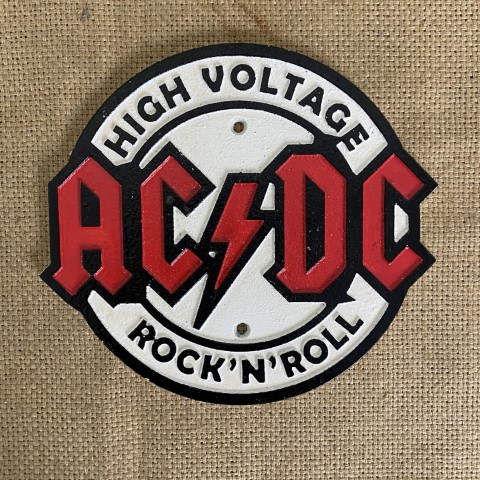 Cast Iron AC/DC Rock 'n' Roll Plaque - $55