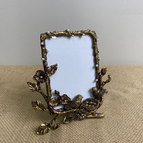 Golden Photo Frame with Birds & Branches