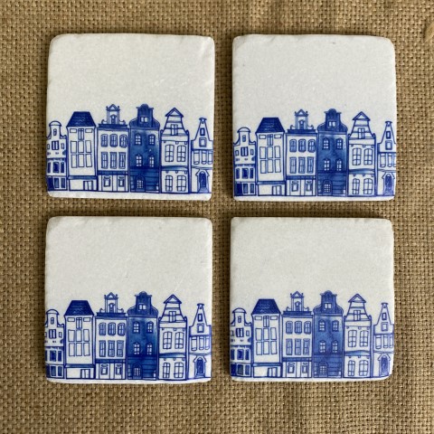 Set of 4 Village Coasters
