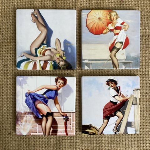 Set of 4 Retro Girls Coasters