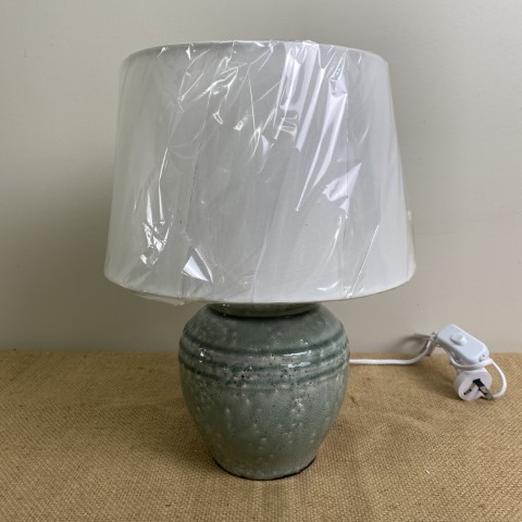 Ceramic Seafoam Lamp with White Shade