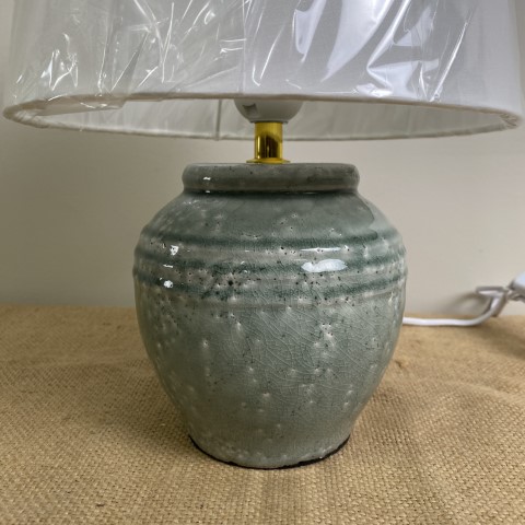 Ceramic Seafoam Lamp with White Shade